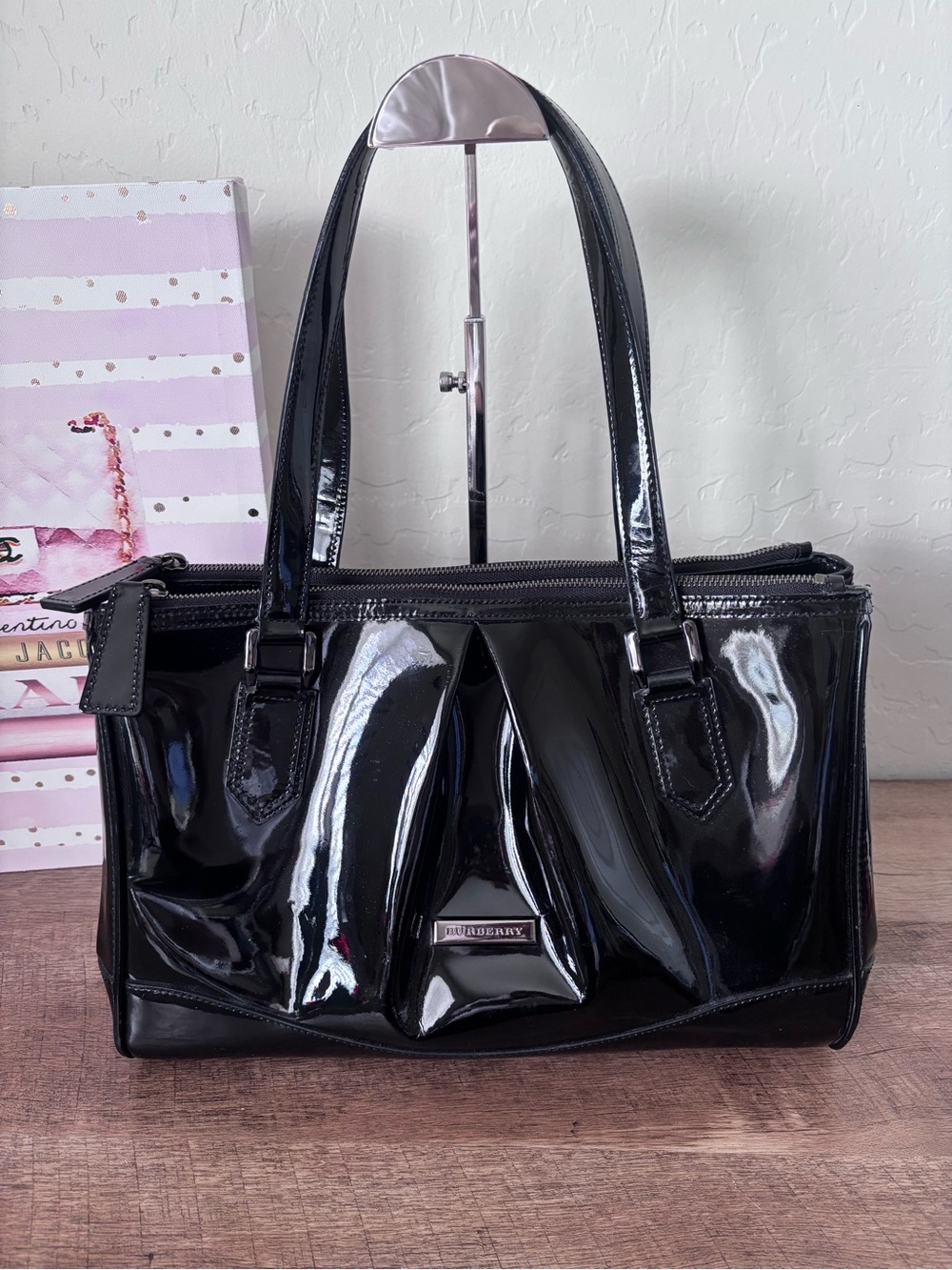 Burberry Black Patent Leather Shoulder Bag